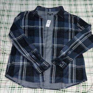 Sonoma Navy and Charcoal Plaid Shirt